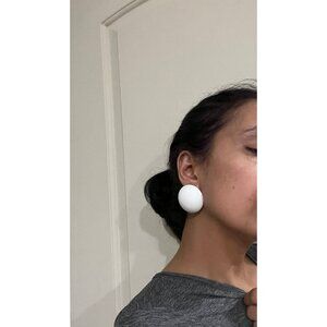 White stud earring retro large Snow White statement big dome round earring bold